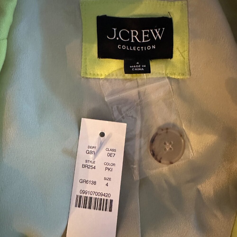 NWT J.Crew Collection Cropped Blazer in Kiwi Green size 4 - Picture 8 of 10